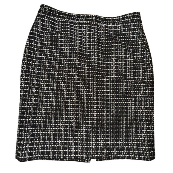 Ann Taylor Size 12 Black & White Tweed Pencil Skirt Preppy Classic Office Work - Picture 1 of 7